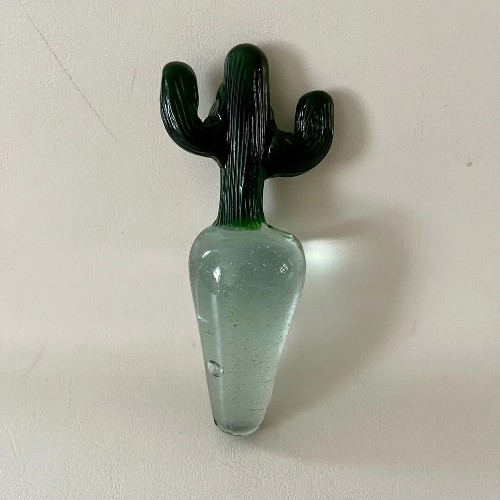 Green and Clear Glass Cactus stopper